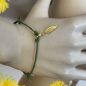Preview: Bernardes Armband Baumwollkordel grün mit Anhänger Feder silber vergoldet, style